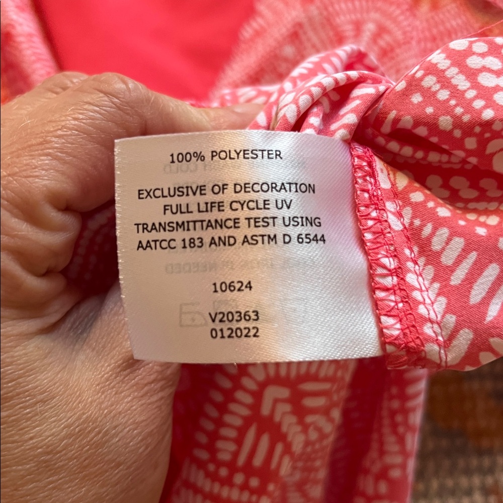 NWOT Coolibar Sun Protection Shift Dress Coral and White size xl - Picture 8 of 9